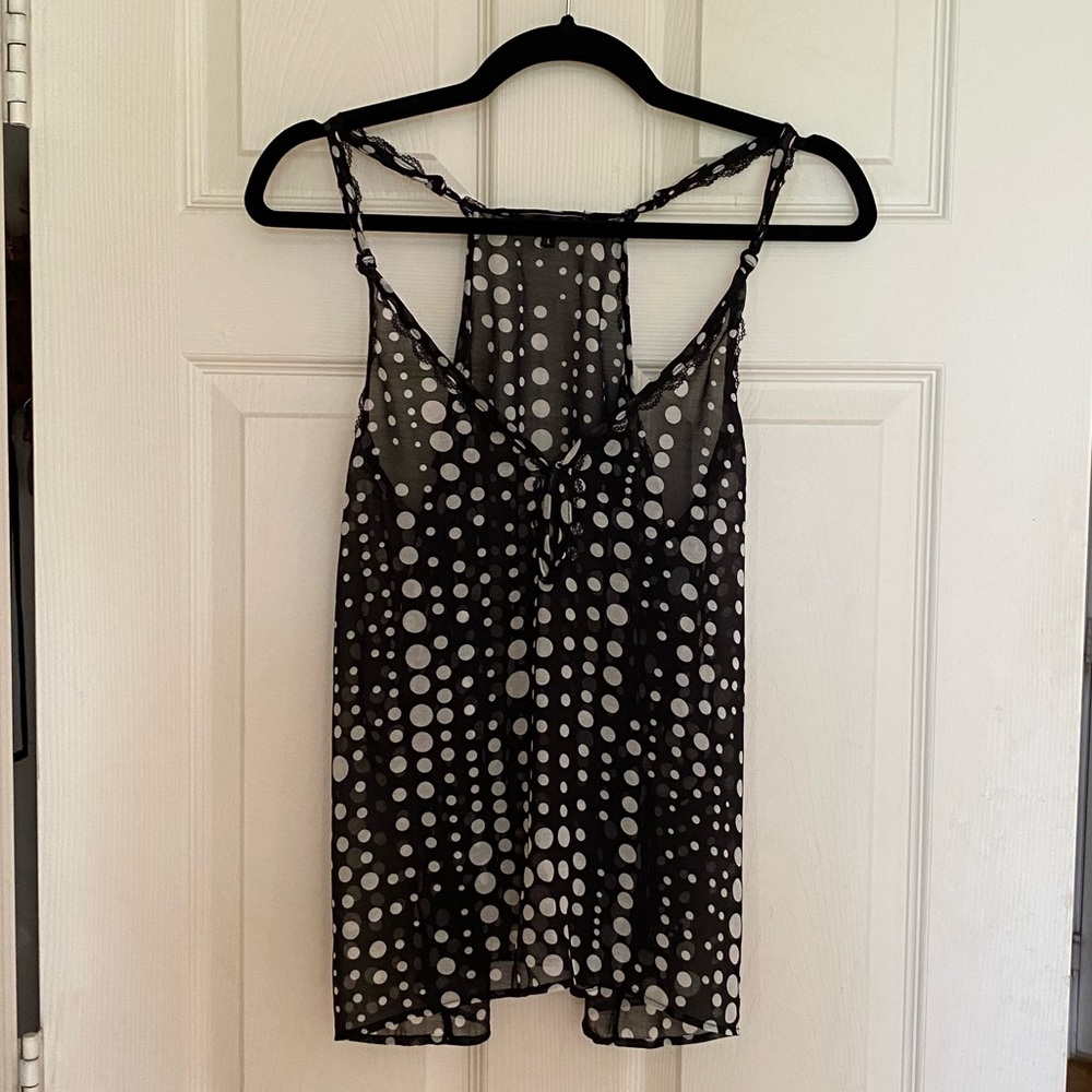 Black Sheer Polka Dot Camisole with White Dots